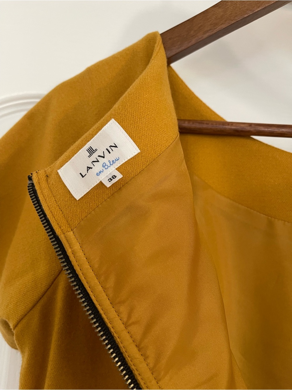 Lanvin en bleu Mustard Short Sleeve mini Dress - Picture 4 of 10